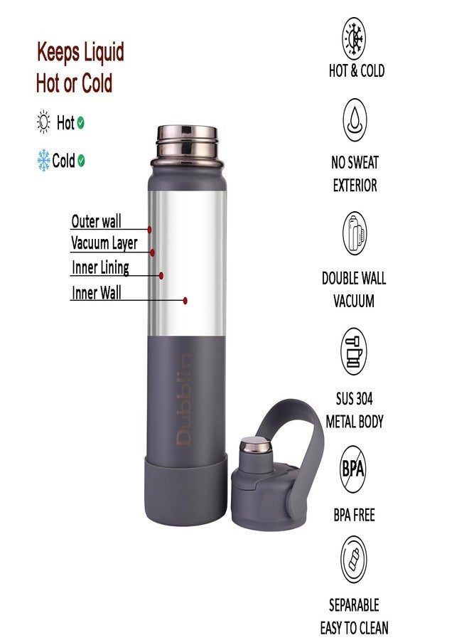 Dubblin Zoom Water Bottle 1200 ml| Double Wall Vacuum Insulated Stainless Steel Bottle | Keeps Water Hot & Cold | No Sweat | Leak Proof | BPA Free, Color-Grey - Image 2